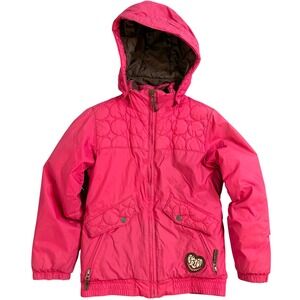 Burton Girls Pink Insulated Hooded Ski Snowboard Jacket Size M 7/8